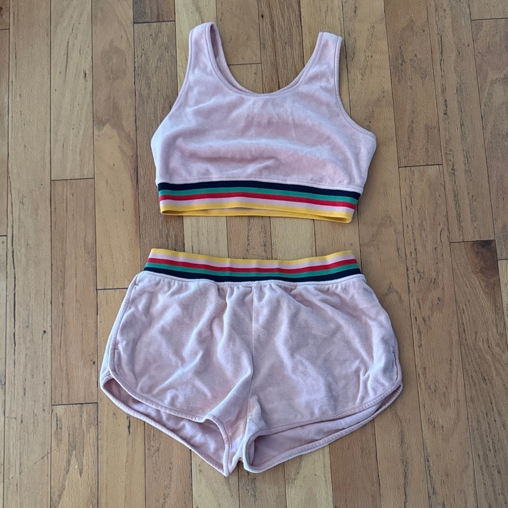 Wild Fable | Pink Velour Set with Rainbow Accents | size M